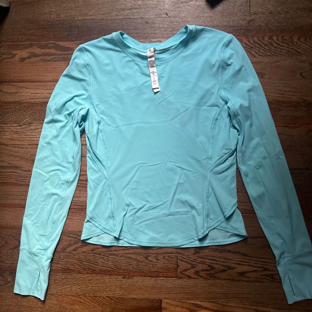 Lululemon Blue UV Protection Fold-Over Running Long Sleeve